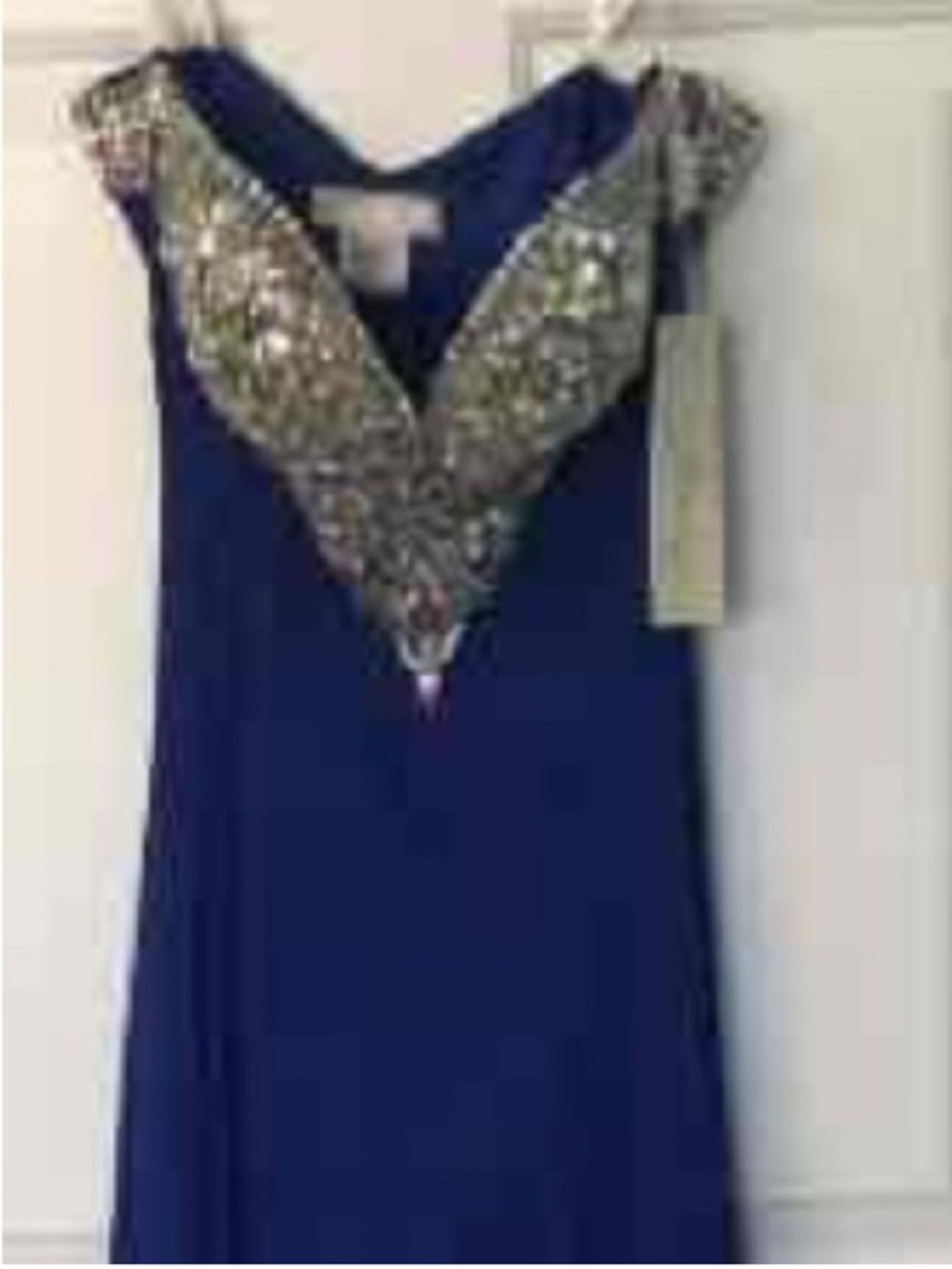 Jazz Couture Stunning Gown Blue and Silver Jeweled. NWT